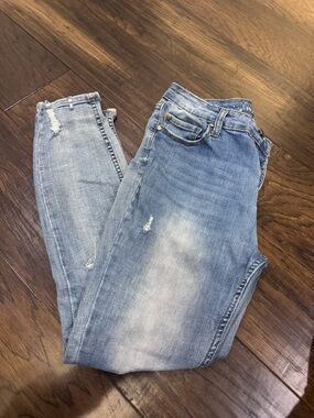 Good Hart Light Blue Skinny Jeans with Subtle Distressing